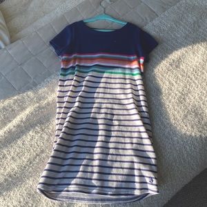 Girls Colorful and Navy Blue Striped Dress